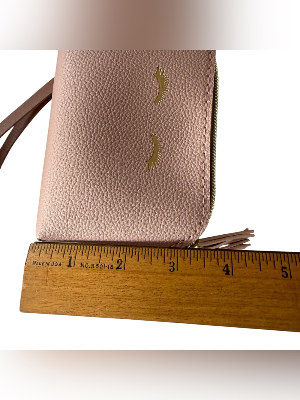 NWT Chosen Mulberry Studios Pink Vegan Leather Wristlet Coin Holder Eyelashes - Picture 6 of 7
